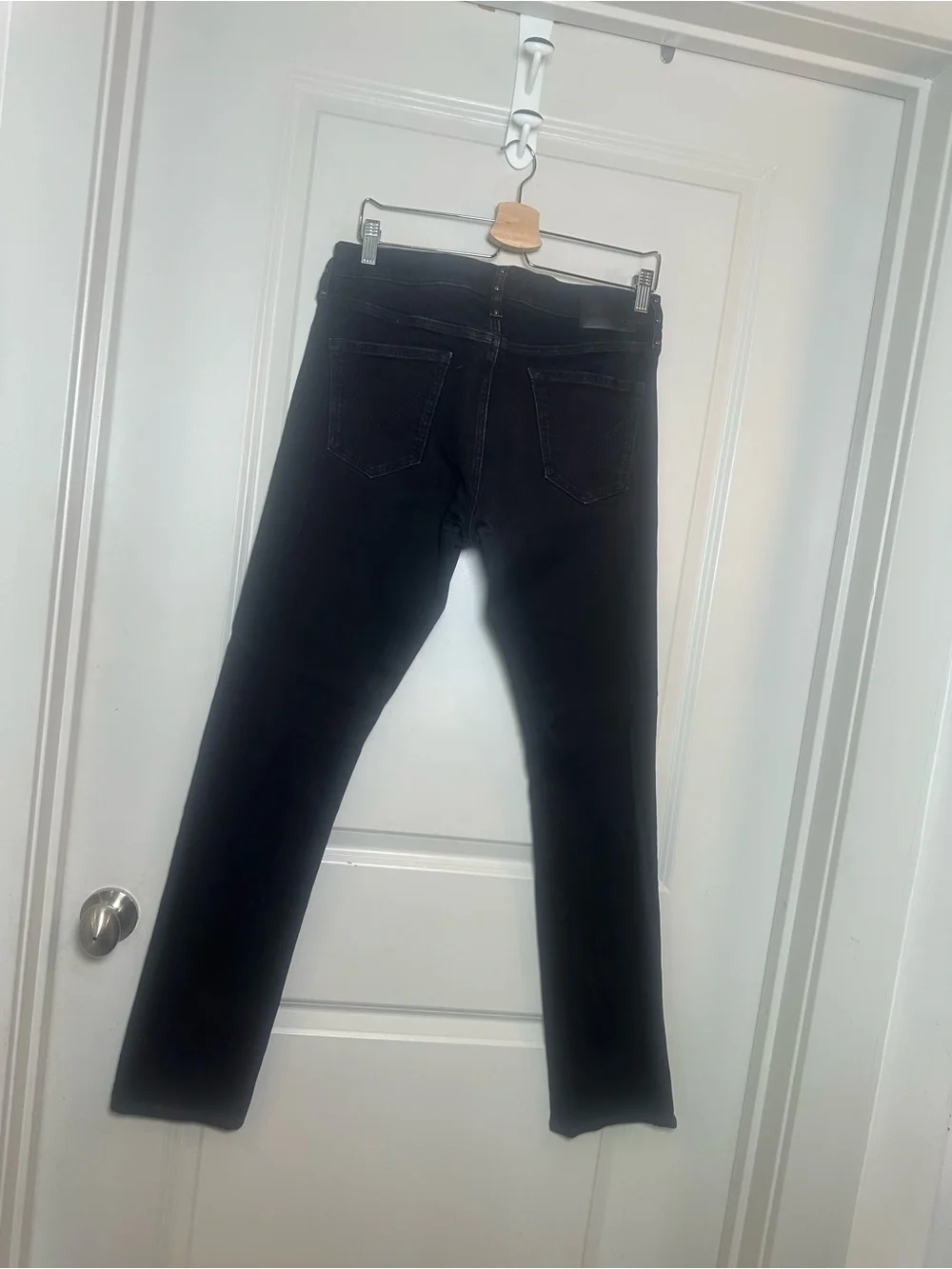 John Varvatos Bowery Slim Straight Studded Black Jeans, Size 31 - Picture 7 of 8